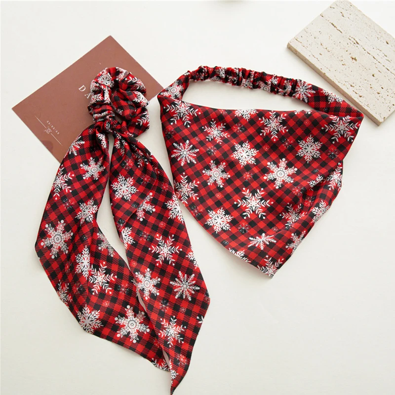 

Рождественская треугольная бандана для йоги, резинка для волос, женская, женская, резинка для волос, головной убор, эластичные повязки для в...