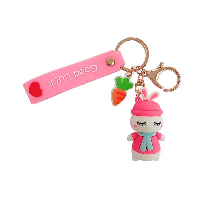 

Exquisite Keychains Animal Sleep Bunny Key Chains Silicone Backpack Pendant Car Accessories Creative Jewelry Hanging Ornaments