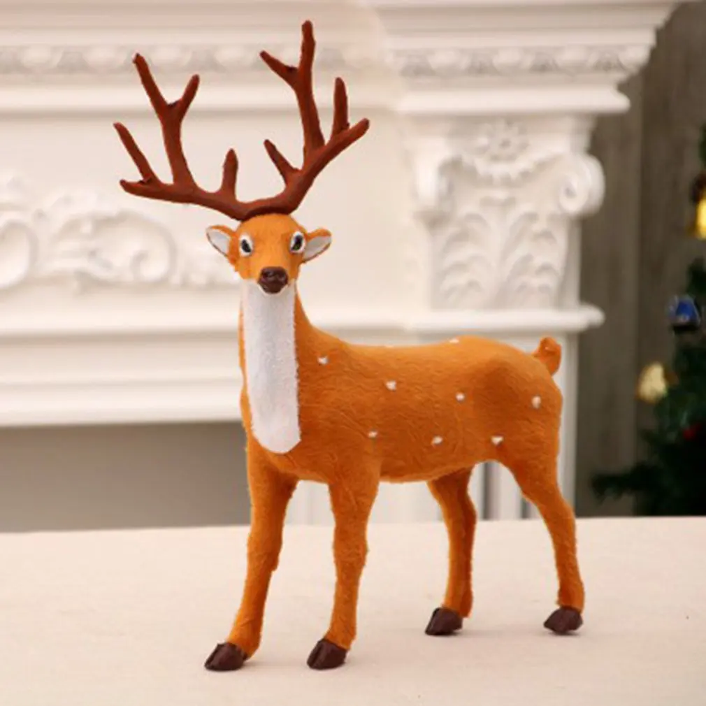 

Christmas Decoration Sika Deer Ornaments Simulation Plush Toy Christmas Deer Standing Reindeer Christmas Decoration Tool