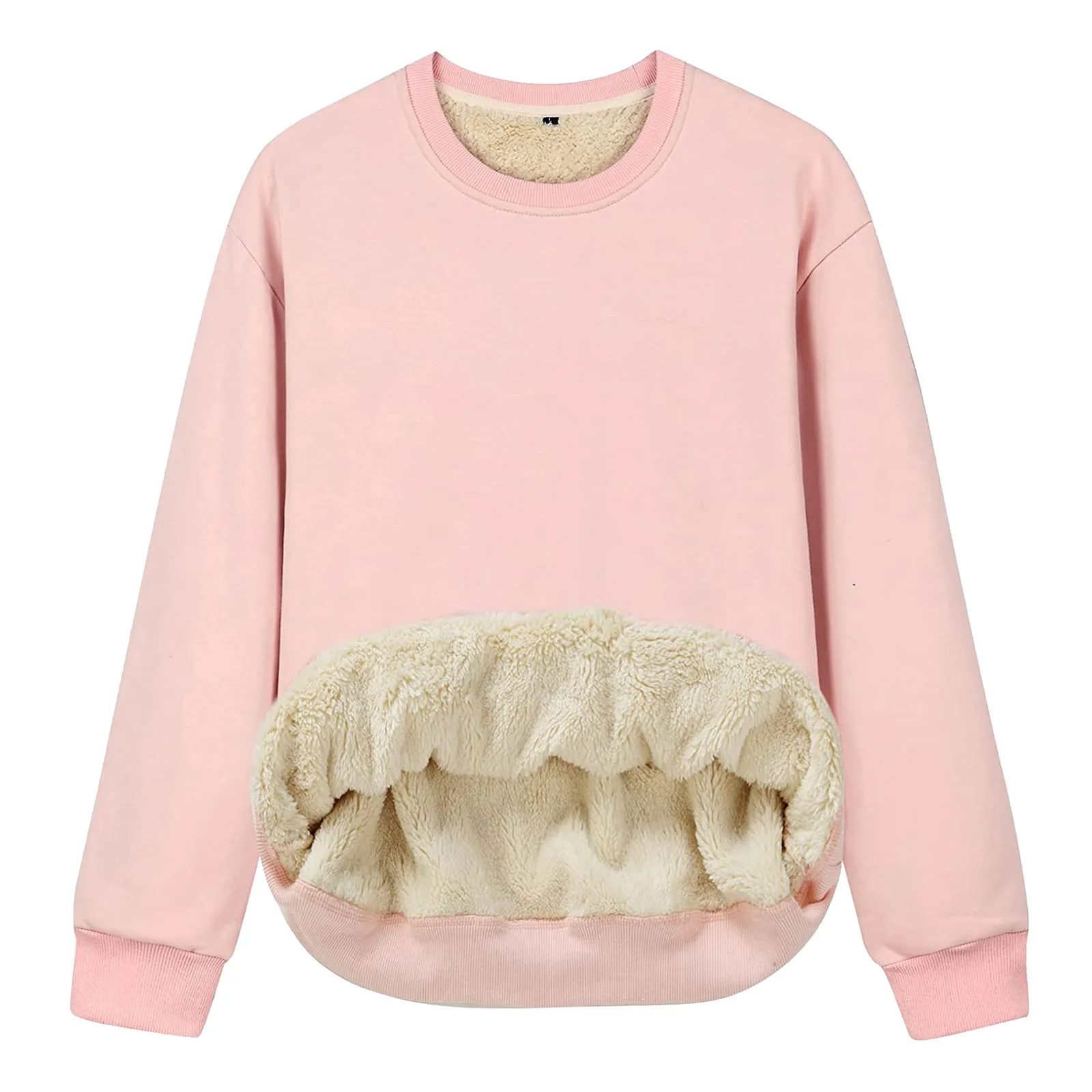 Women Thick Fleece Sweatshirt Fleece Lined Winter Velvet Warm O-neck Long Sleeve Sweatshirts Sportswear Korean Clothings