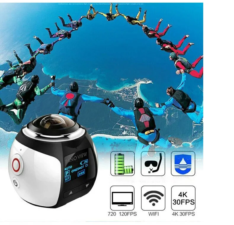 360 камера HD ультра мини панорамная WIFI 16 МП 3D Спортивная вождение VR экшн-камера