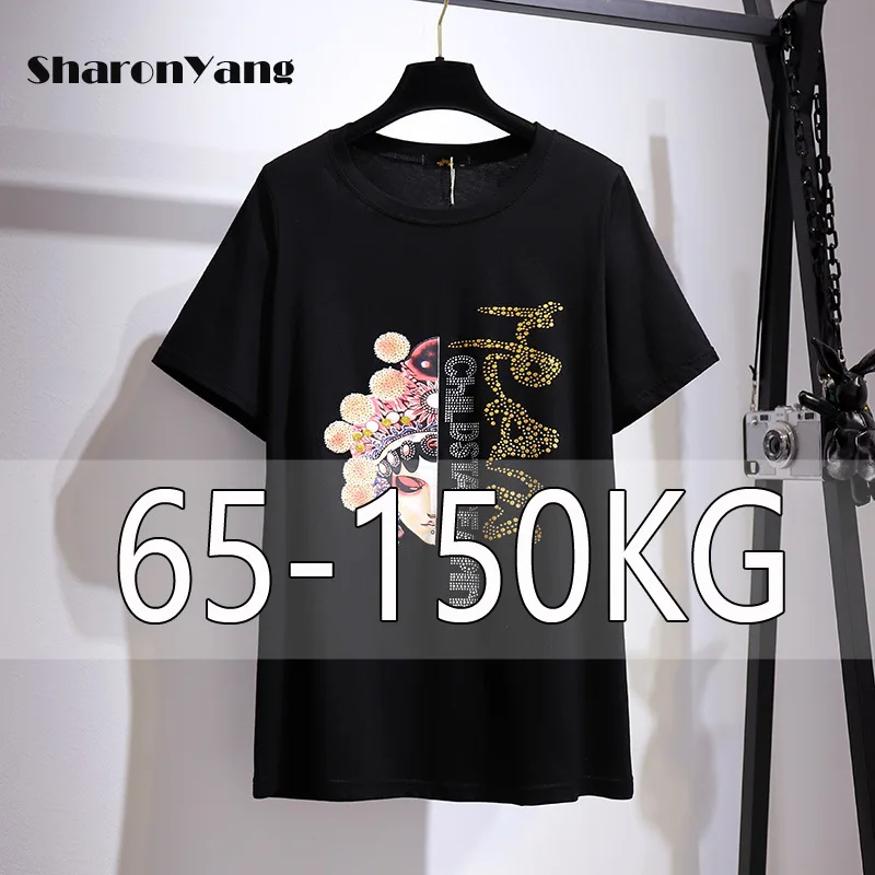 

Graphic T Shirts Women 2021 Oversized Tops T-shirt Femme Cotton Loose Plus-size 65-150kg Summer Clothes for Women Tees