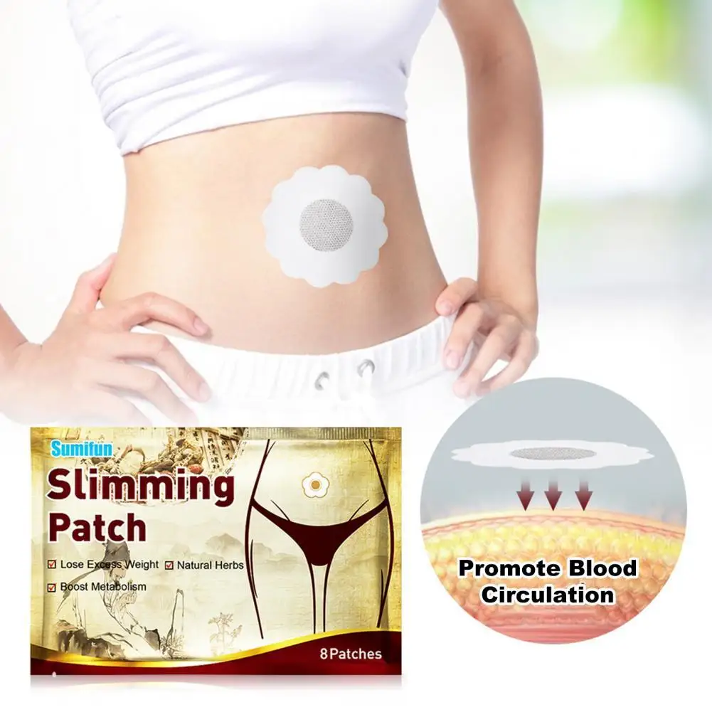 

8Pcs/Set Slimming Patch Ultra Thin Figure Building Natural Ingredients Weight Loss Navel Sticker Flower Type Patch for Unisex
