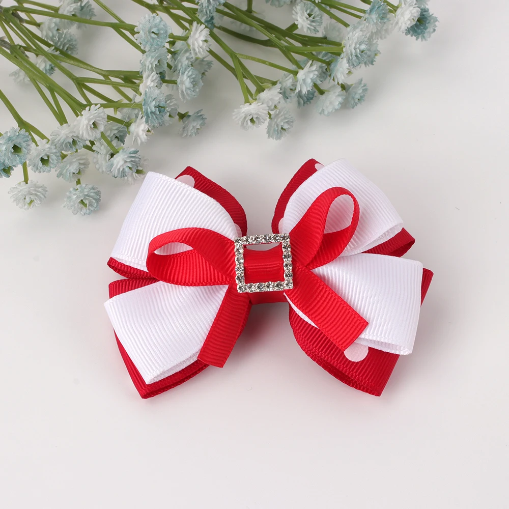 

3.5'' Double Layers Solid Hair Bows Grosgrain Ribbon Hairbow For Children Dancing Hair Clips Girls Handmade Hair Accessories
