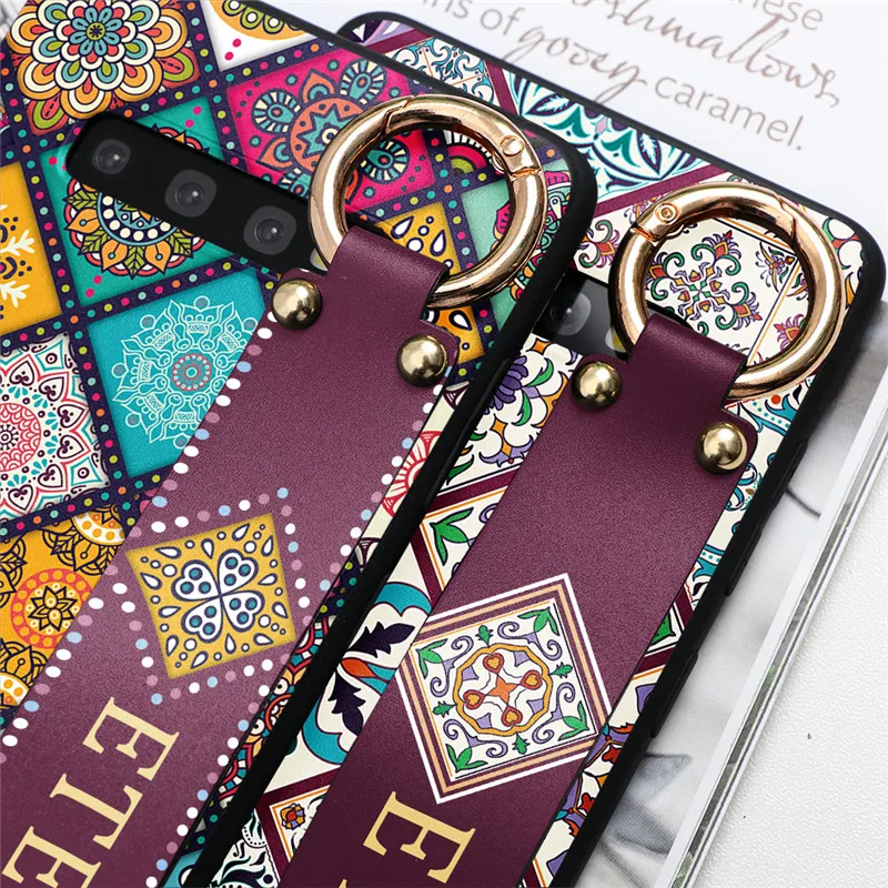 Ремешок на запястье мягкий TPU чехол для samsung Galaxy S7 S6 край S8 S9 S10 S10e A6 плюс A7 A9 A30 A20 A40