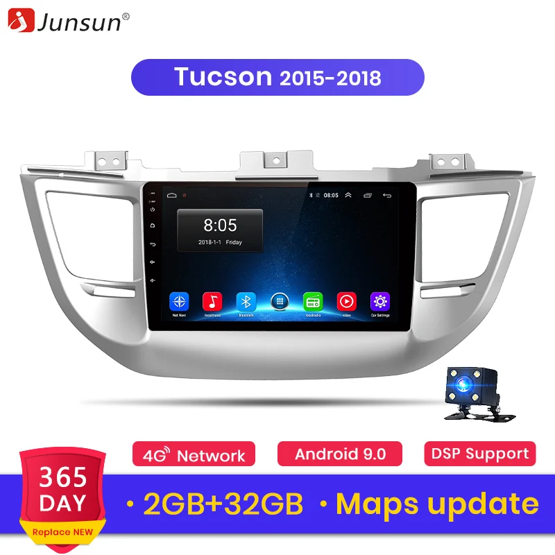 Junsun 2G + 3 Android 8 1 для Tucson iX35 2016 2017 Авто 2 din автомагнитола стерео плеер Bluetooth gps