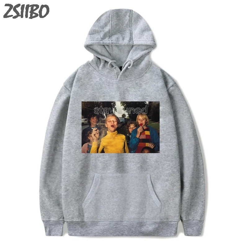 Men's Sweatshirt Child Smoking Photo Funny Printed Fun Hoodies men and women Unisex Hoodie Harajuku Streetwear Casual Male Coats - Color: Gray