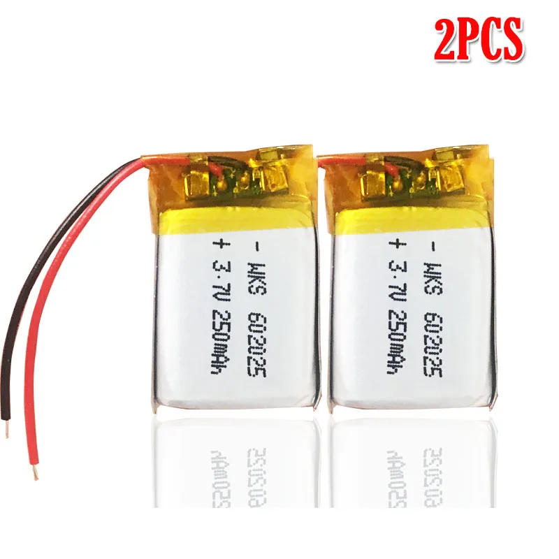 2pcs 250 мАч 3,7 в 602025 литий-полимерный литий-ионный аккумулятор для Mp3 MP4 MP5 gps psp DVR мобильных bluetooth Li-Po ячеек - Цвет: 2pcs