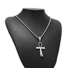 Мужское ожерелье с крестом Анкх религиозная Подвеска из нержавеющей стали, цепь со звеньями 23,6 дюйма