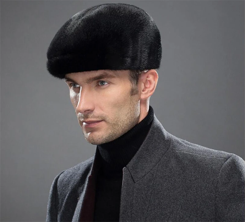 

Casual Import Real Mink Fur Visors for Men Full-pelt Mink Fur Peaked Caps All Match Winter Outdoor Warm Hats