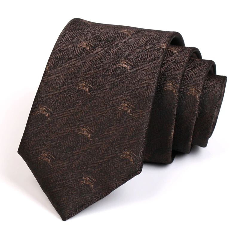 

7CM Brown Tie Gentleman Animal Jacquard Ties High Quality Fashion Formal Tie For Men Business Suit Work Necktie With Gift Box