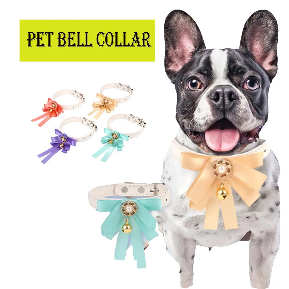 

Регулируемый Ошейник-колокольчик для домашних животных, милый кружевной бант, ошейник для собаки ручной работы, подходит для кошек и малень...