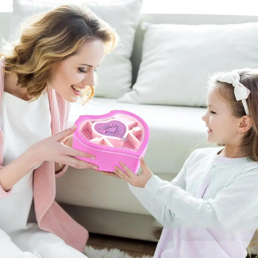 White And Pink Heart-shaped Dance Ballet Music Box Jewelry Spinning Gift Present Removable Magnetic Dancer |