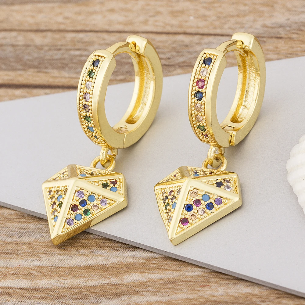 

AIBEF New Arrival Fashion Classic Geometric Women Dangle Earrings Rainbow Rhinestone Drop Earring Korean Jewelry For Engagement