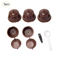 5pcs coffee filter cup reusable coffee capsule filters for nespresso with spoon brush capsulas dolche gusto kitchen accessories