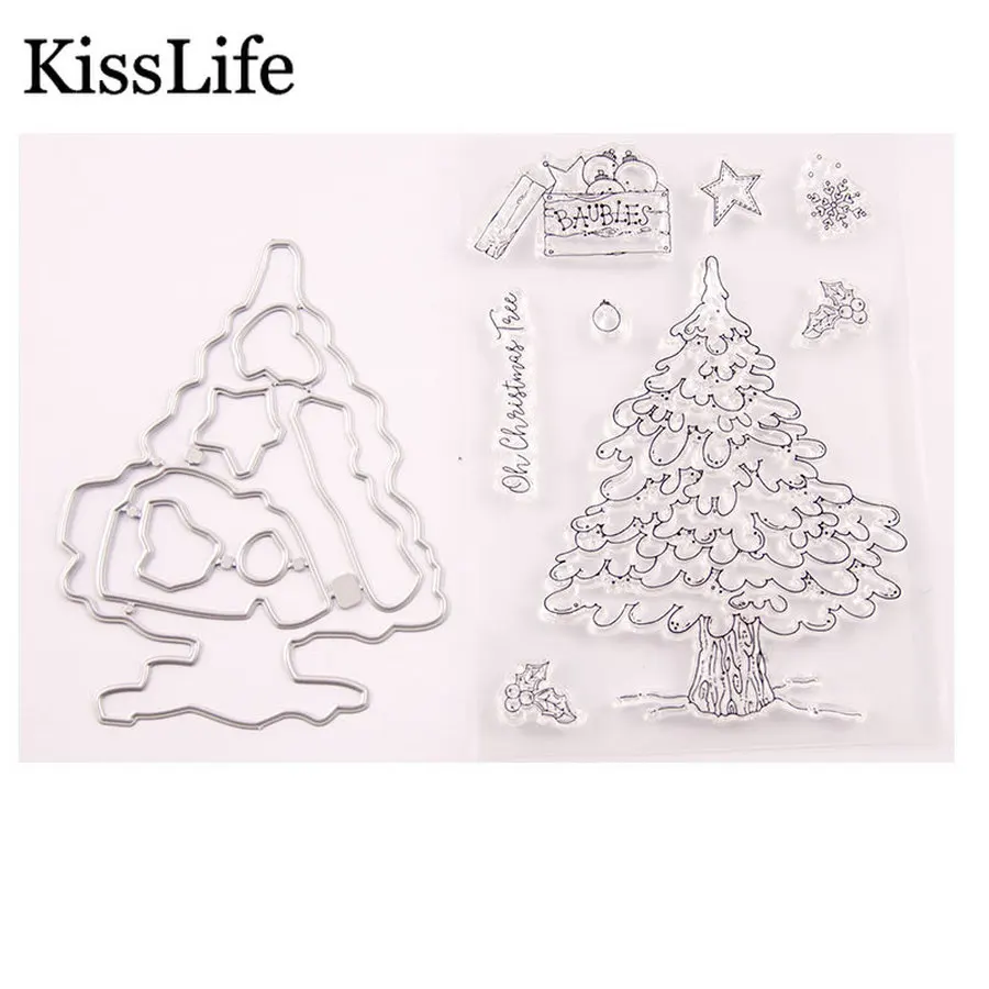 2019 набор штампов и с рождественской елкой снегом цветком звездой фонариками для