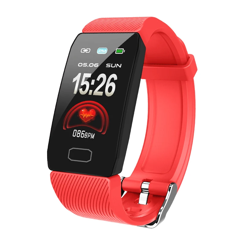 Красный Q1 24-hour Heart Rate Blood Oxygen Monitor Smart Watch Band bluetooth Sports Mode Weather Alarm Multi-language Wristband Fitness - Цвет: Красный