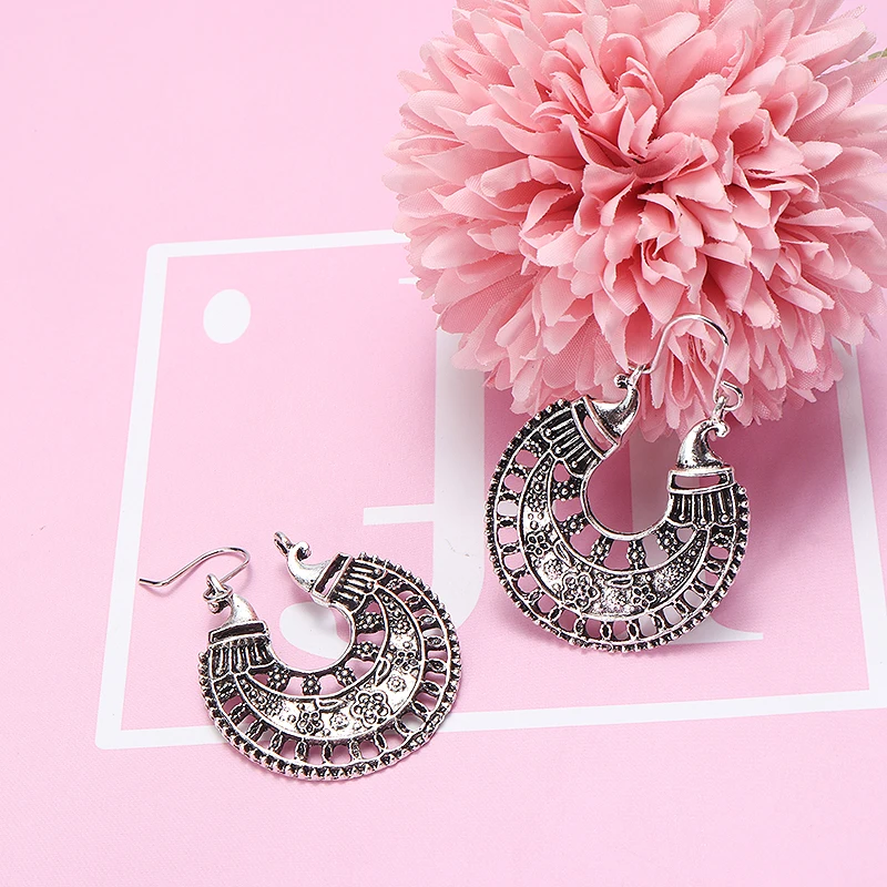 Ретро этнические африканские племенные резные серьги капли простые эффектные