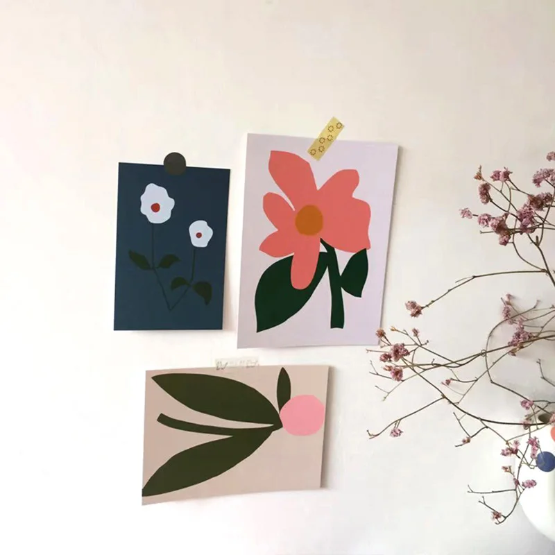 3 шт. DIY бумажные карты INS ручная роспись цветок настенный Декор реквизит для