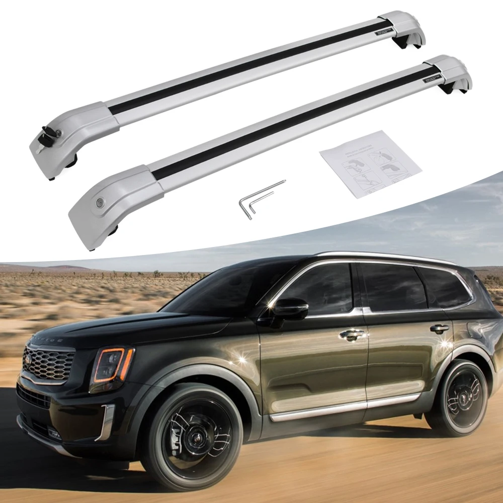 Подходят для KIA Telluride 2019 2020 Запираемые Серебристые алюминиевые поперечные рейки