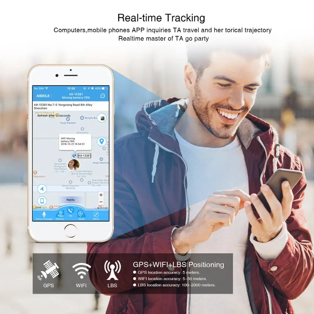 Ожерелье для детей мини GPS Wi Fi трекер сигнал SOS 5 дней в режиме ожидания