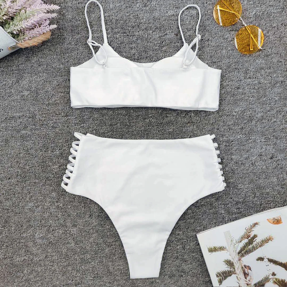 

White Push Up Bikini 2019 New Arrival Padded Sexy Bikinis Diamond High Waist Swimsuit Hollow Out Swimwear Women S-L