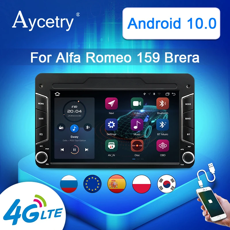 Автомагнитола 2 din Android 10 dvd gps для Alfa Romeo Spider/159/Brera 159 Sportwagon Авто Аудио мультимедиа