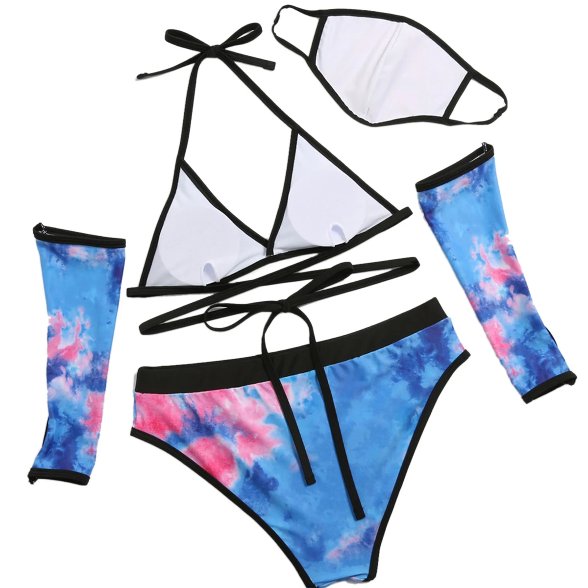 Синий и красный бикини с галстуком краской женский купальник лето 2020 бандаж
