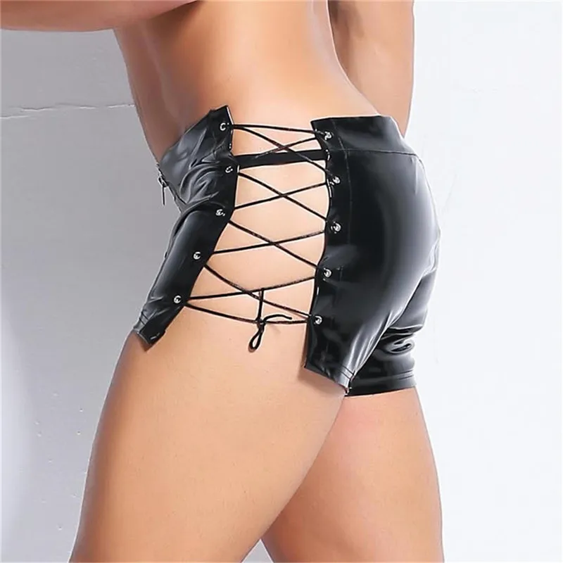 Боксеры мужские из искусственной кожи Эротическое нижнее белье Сумка с открытым