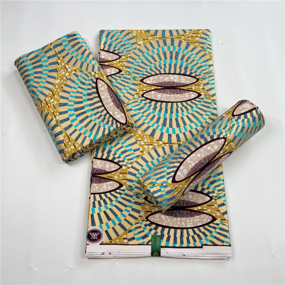 

African Gold Wax Fabric 100% Cotton High Quality Nigeria Fabric Wax Print Ankara Wax For Sewing 6 Yards Women Fabric VL-130