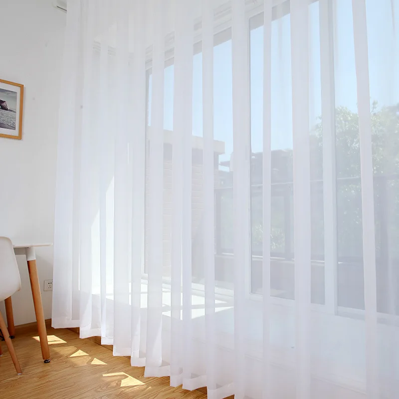 

Solid White Tulle Sheer Window Curtains for Living Room Bedroom The Kitchen Finished Window Treatment Decorations Panel