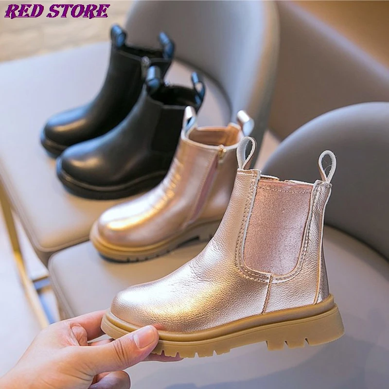 

Teenage Boots 2020 Winter Boots Black Girls Shoes Boys Platform Ankle Boots Elastic Band British Style Spring Autumn Child Baby