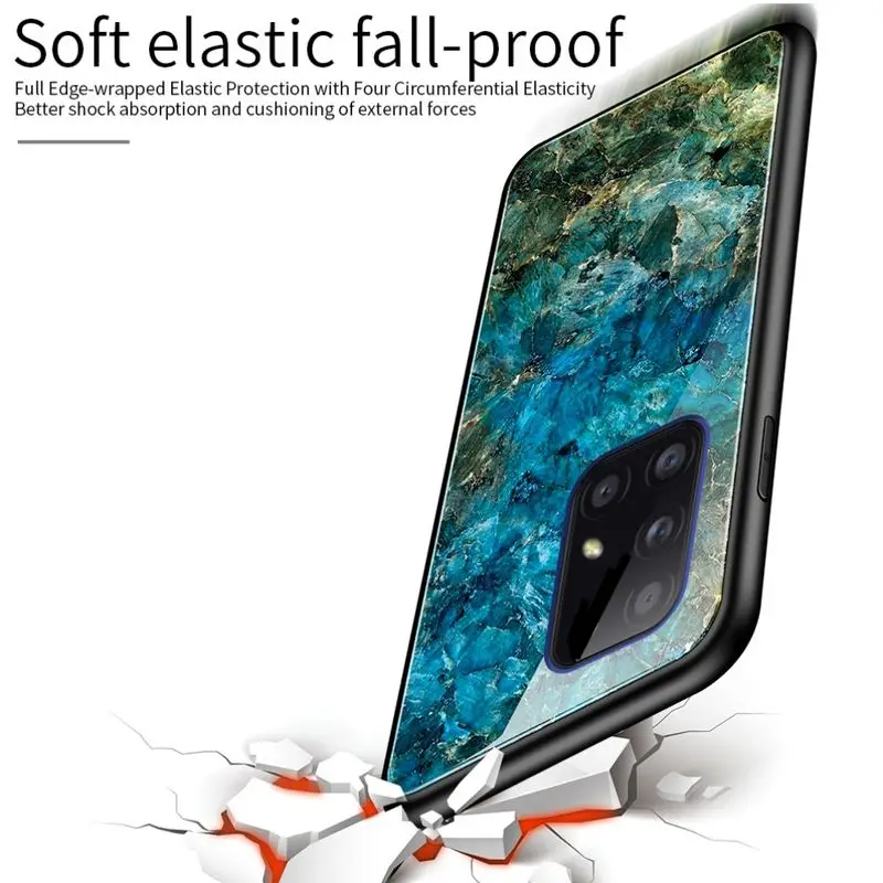 

For Samsung M51 Case Fashion Mirror Gradient Tempered glass Back Cover For Samsung M51 SM-M515 Soft Silicone Frame Phone Cases