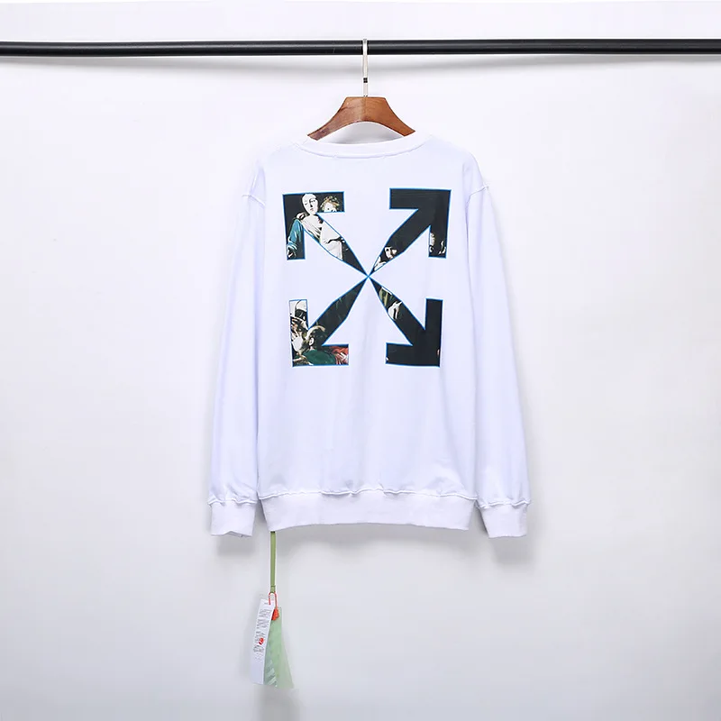 

Chao brand off-white 20fw new virgin oil painting direct jet printing cotton terry round neck sweater