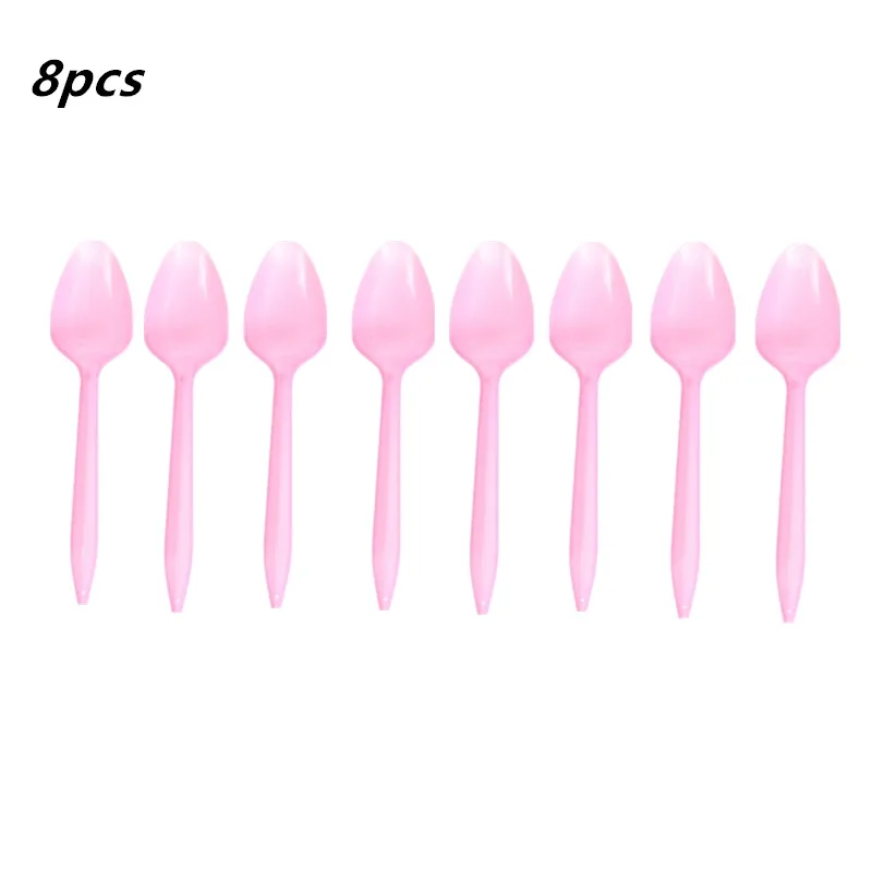 8pcs spoons LISM Llama вечерние Llama Альпака бумажные тарелки салфетки для стаканчиков одноразовая соломка поставки животных с днем рождения украшения для детей - Цвет: 8pcs spoons