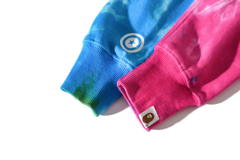 

BAPE new men's jacket color tie-dye gradient hooded cardigan pure cotton high-quality shark head men's and women's jacket