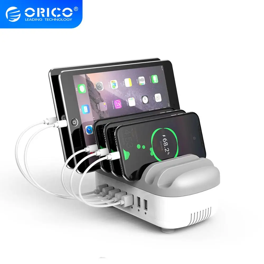 Зарядная док станция ORICO с 7 USB портами и держателем для iphone|Зарядные устройства