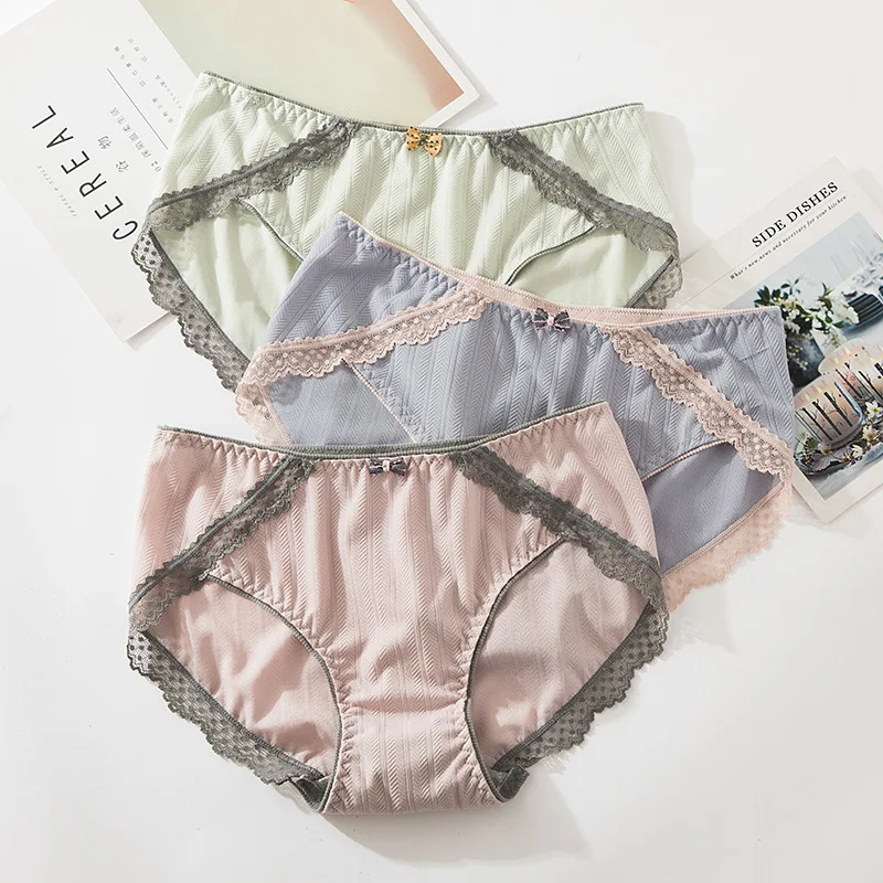 Sexy Lace Panties Seamless Women Underwear Briefs Nylon Silk for Ladies Bikini Cotton Lingerie 6pcs set