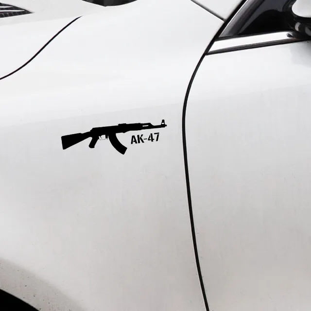 Auto Styling Aufkleber Klassische Pistolen KALASHNIKOV AK-47 Auto-styling  Vinyl Aufkleber Auto Aufkleber 16cm * 5cm Schwarz/weiß