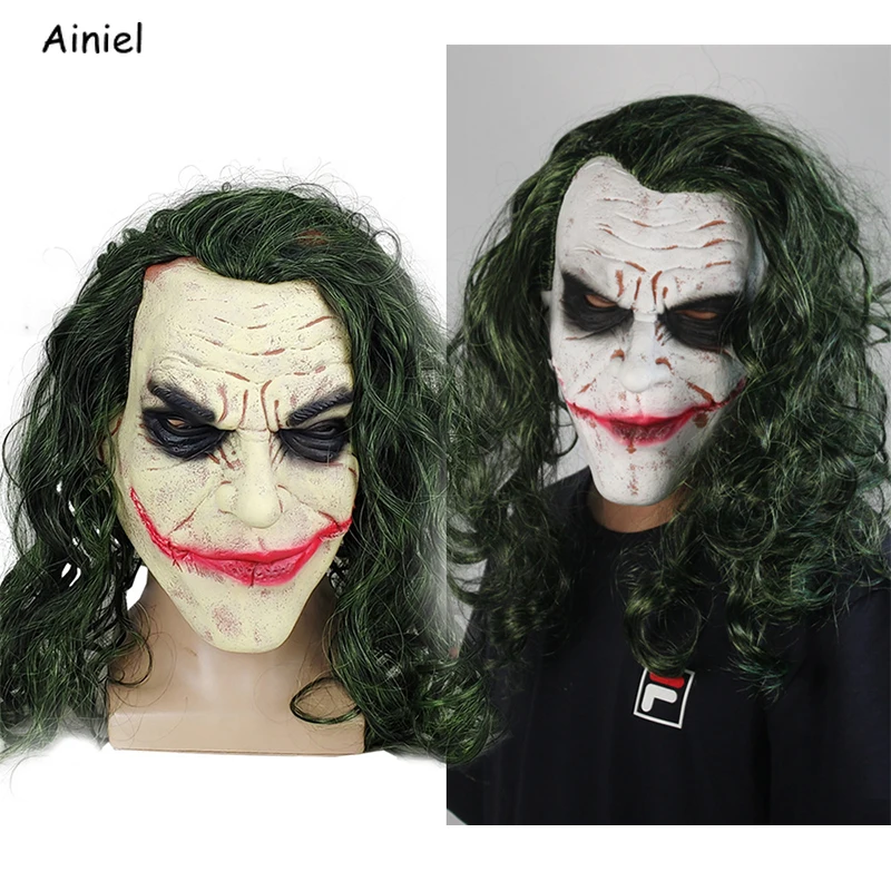 Латексная маска в стиле Темного рыцаря Джокера страшная ужасная на Хэллоуин виде