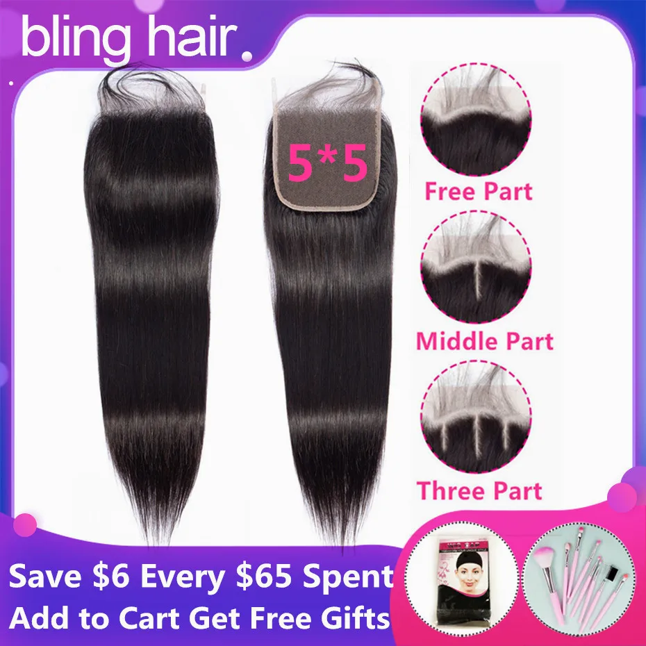 Bling Hair 5x5 прямые человеческие волосы, закрывающие Детские волосы бесплатно/средний/три части перуанские волосы с неповрежденной кутикулой натурального цвета 8-22 дюймов