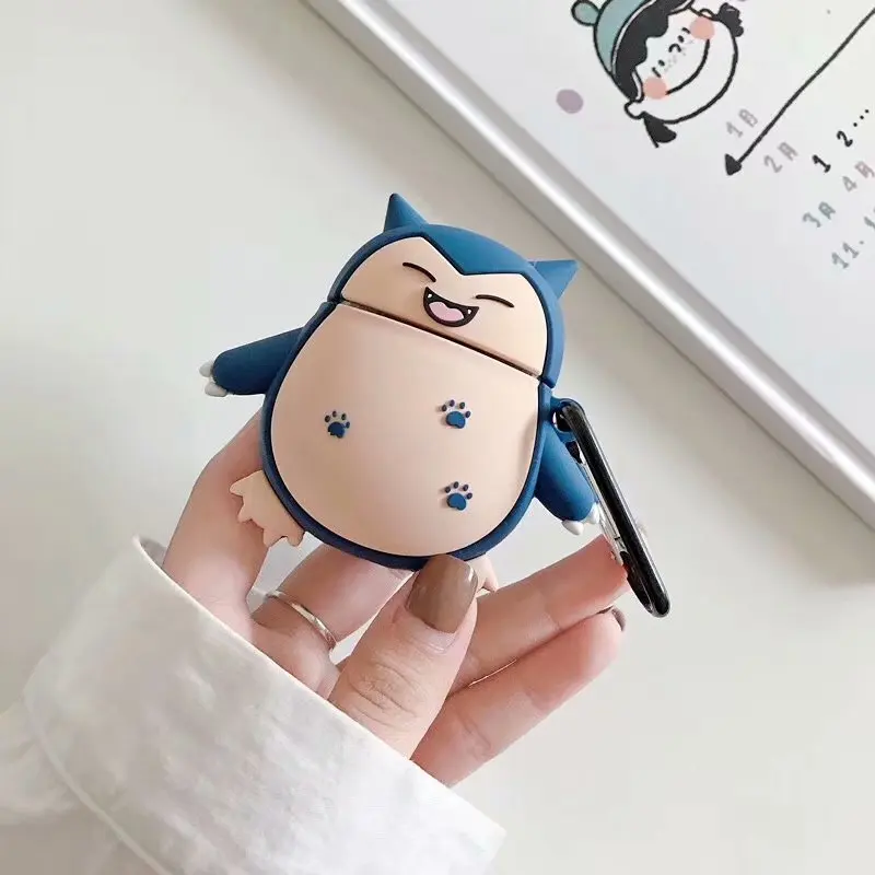 B Для Apple AirPods Kawaii аниме чехол 3D милый мультфильм снорлакс кабигон медведь беспроводные наушники чехол для Airpods 2 Earpods Shell - Цвет: B