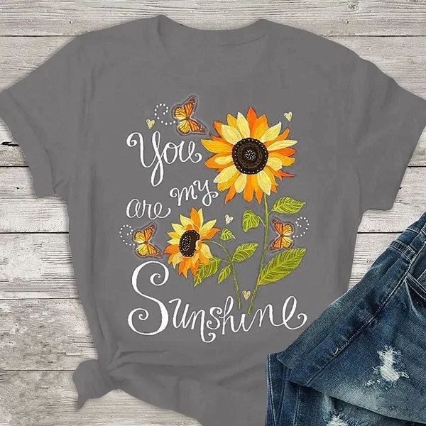 Футболка с графическим принтом You Are My Sunshine Butterfly Sunflower футболка художественным