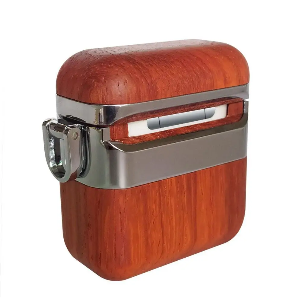 New Stainless Steel Solid Wooden Cover Bluetooth Wireless Headset Casewith Hook For Airpods 2 Case 1 | Электроника