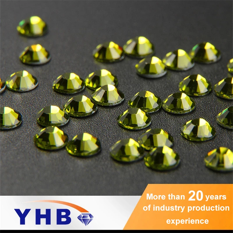 

YHB Olivine 10-16 Faces Hotfix Point Back Rhinestones Trimming For Shoes Bags Nails Fabric Garment