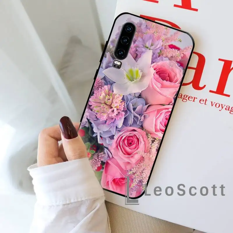 

Flower Pink Purple Peony Rose Phone Case For Huawei honor Mate P 9 10 20 30 40 Pro 10i 7 8 a x Lite nova 5t