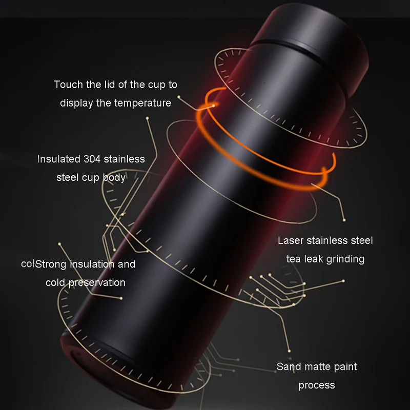 

Touch Display Temperature Kettle 500ml Electric Kettles Stainless Steel Vacuum Intelligent Kitchen Appliances Insulation Cup