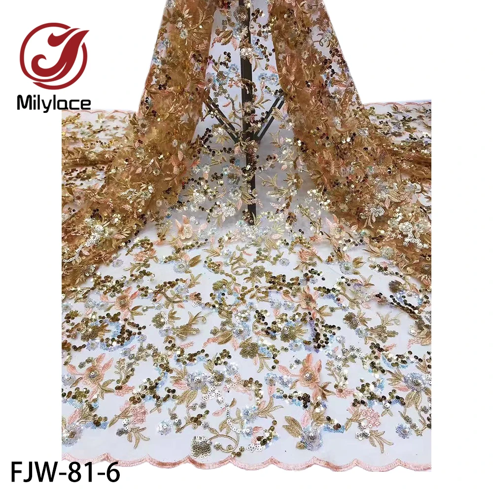 Нежная кружевная ткань с 3D цветами и блестками 5 ярдов французское кружево для
