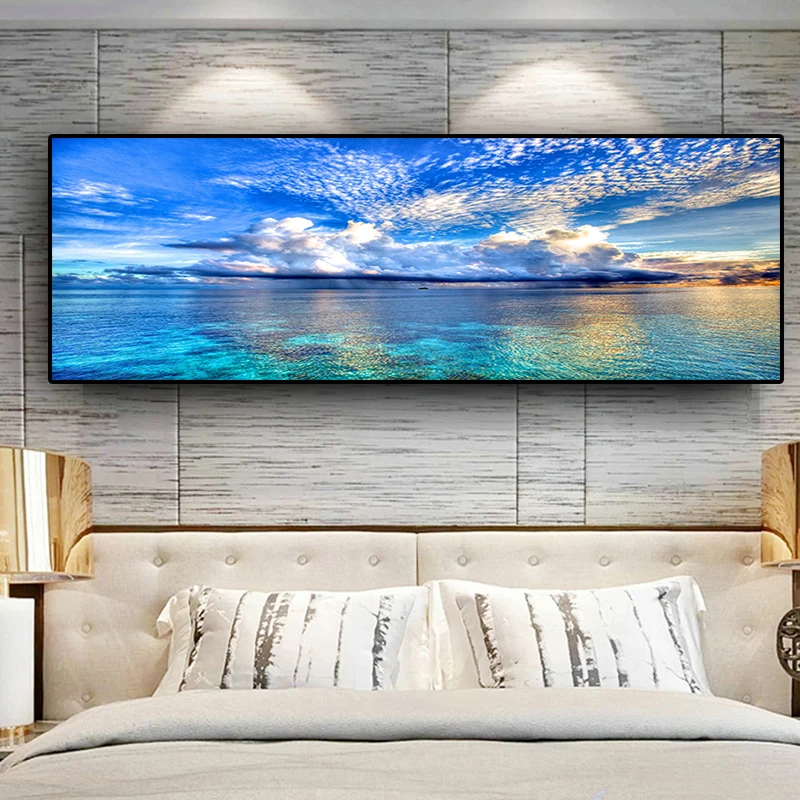 Decorative Paintings Natural Sunset Could Lake Landscape Posters and Prints Canvas Painting Mediterran Art Living Room Poster | Дом и сад