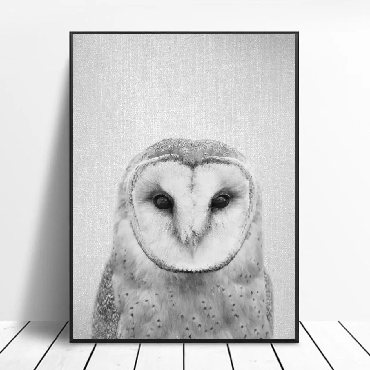 Черно-белая живопись на холсте с совой художественный принт плакат картина стену